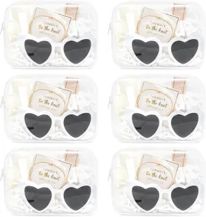 DEEKA 30 Pcs Bridesmaid Proposal Bag Set Gift Clear Makeup Toiletry Bag Bachelorette Party Favors Sunglasses Hair Claw Clips Scrunchies Knot Bracelets Bridal Wedding Party Gifts (White)