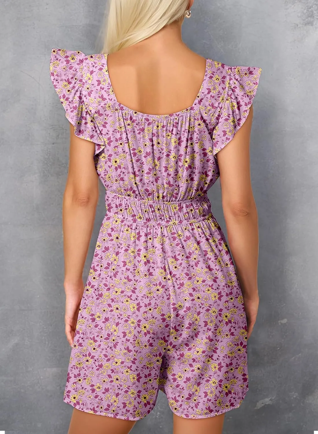 Dokotoo Women's Summer Casual Sleeveless Romper Loose Floral Printed Shorts Overalls Jumpsuits with Pockets