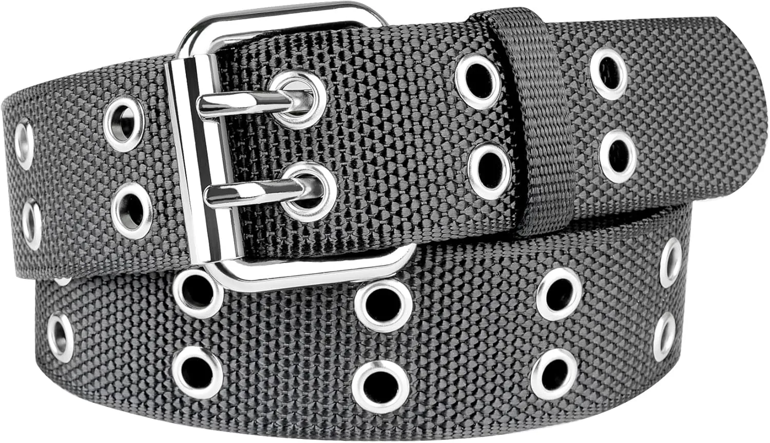 Double Grommet Belt Plus Size 39 to 71'' Nylon Prong Belts for Women Men