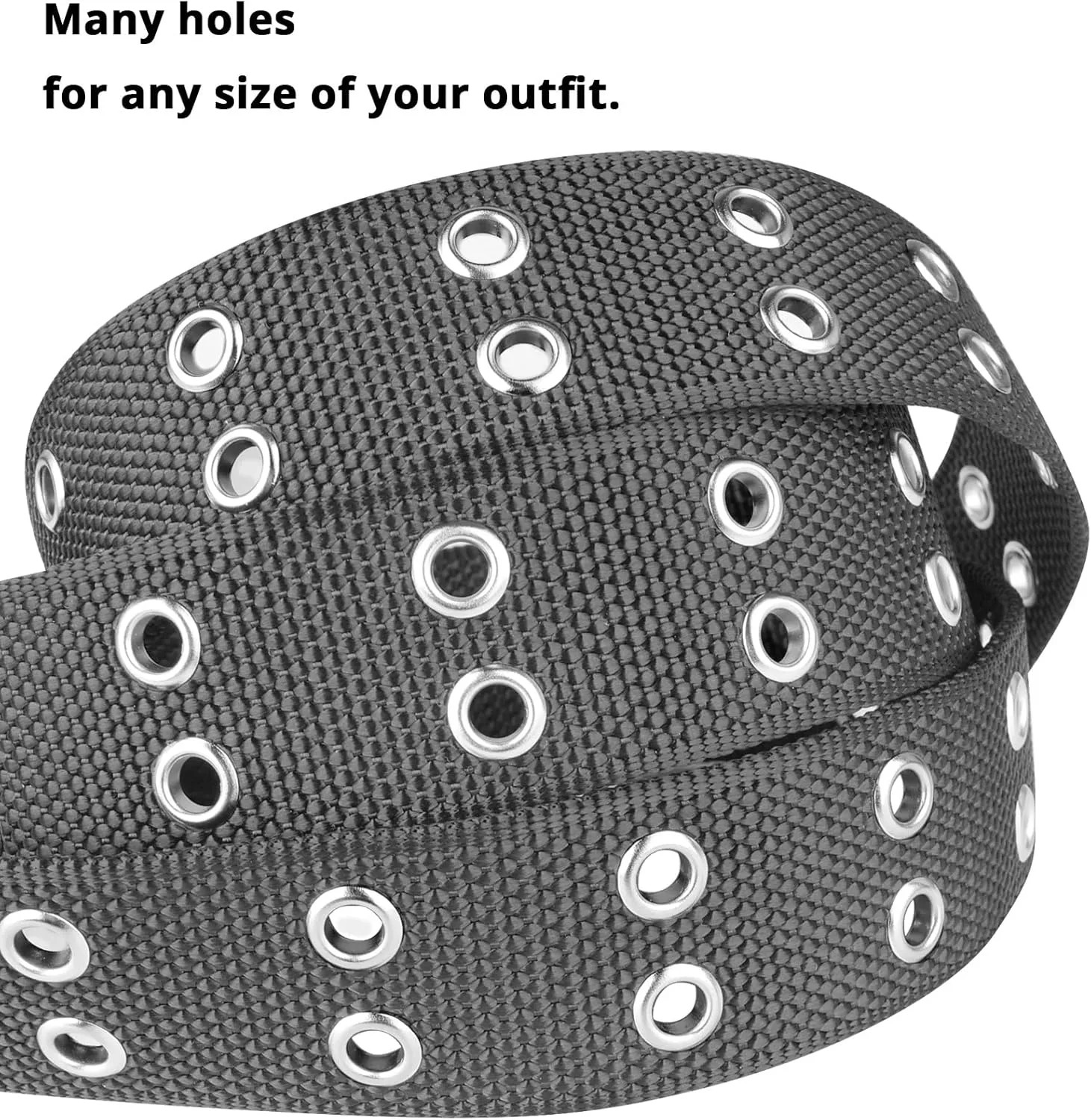 Double Grommet Belt Plus Size 39 to 71'' Nylon Prong Belts for Women Men