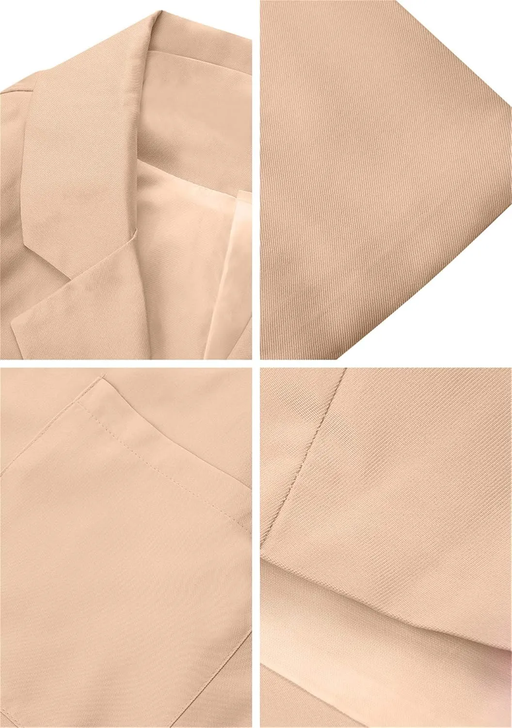 EFOFEI Women's Solid Color Blazer Round Neck Jackets Casual Slim Fit Long Sleeve Blazer Plus Size