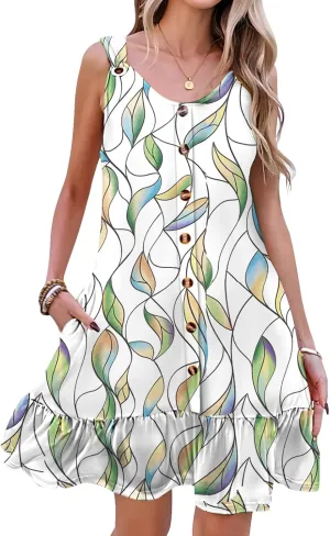 ETCYY NEW Summer Dresses for Women Tiered Swing Beach Cover Up Dress A Line Short Sundresses Knee Length