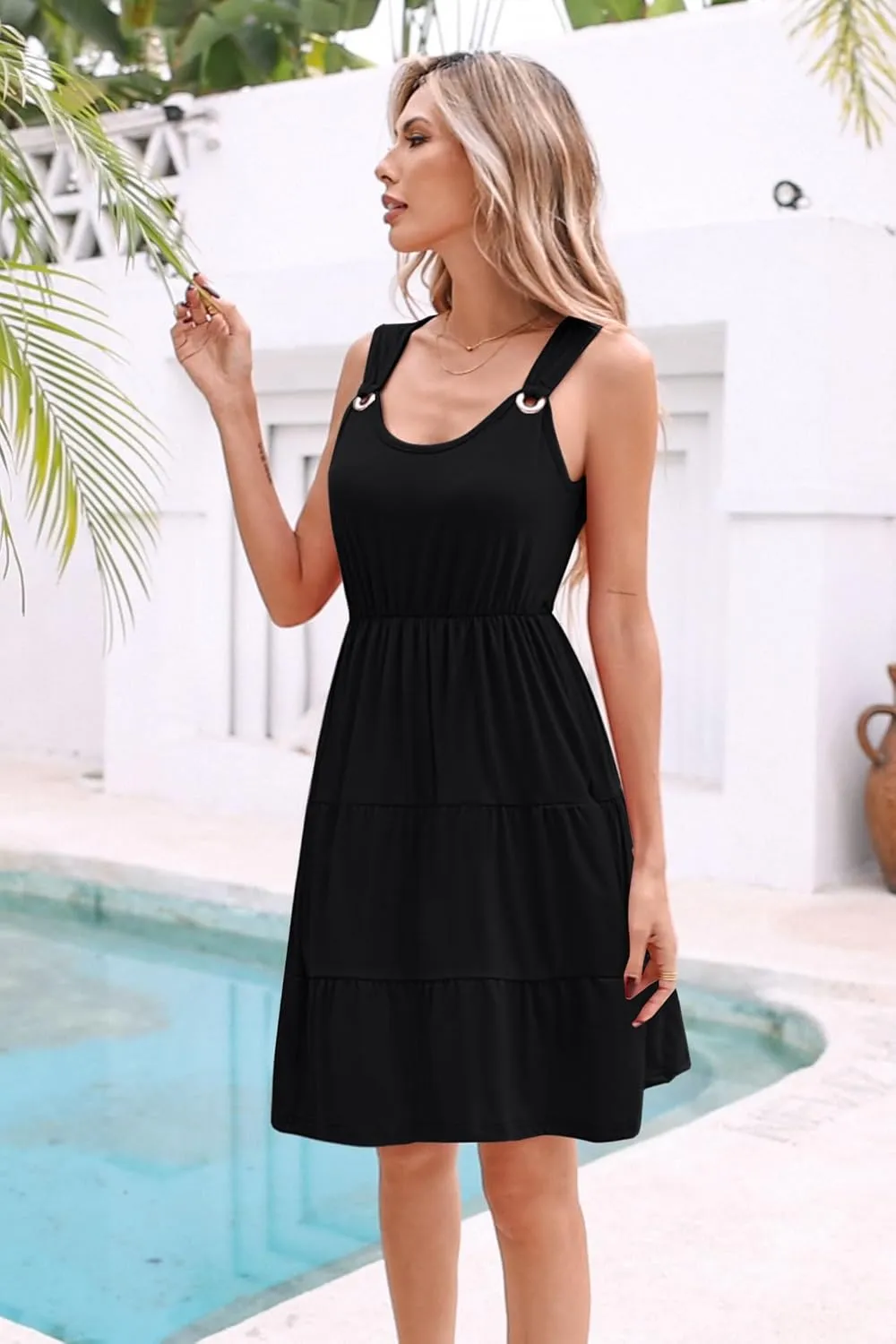 ETCYY NEW Womens Summer Dresses Tiered Swing A Line Short Sundresses Beach Cover Up Dress