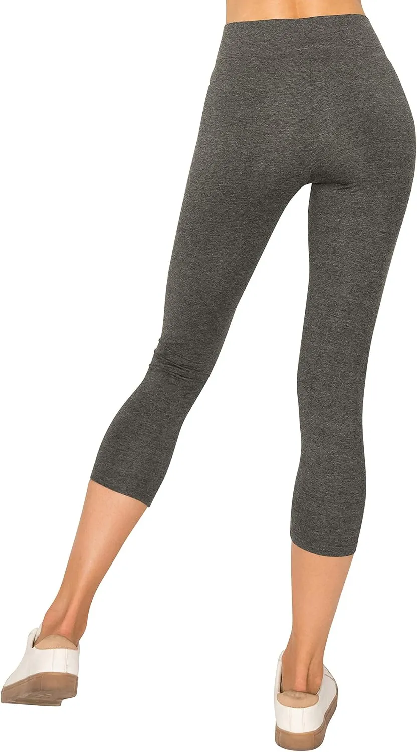 EttelLut Cotton Spandex Basic Leggings Pants-Jersey Full/Capri Regular/Plus Size