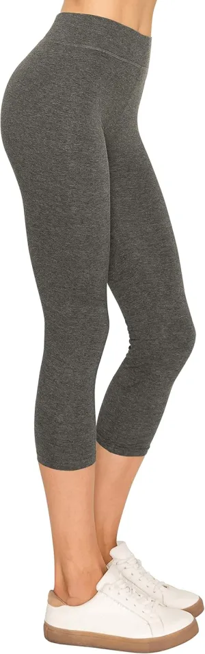 EttelLut Cotton Spandex Basic Leggings Pants-Jersey Full/Capri Regular/Plus Size