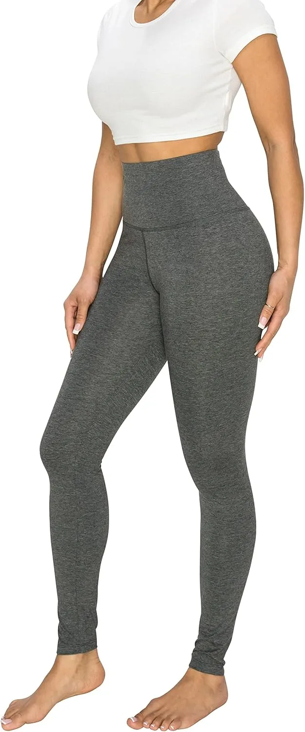 EttelLut - Women's Cotton and Spandex Leggings Pants with Full Length - Great for Yoga, Workout, Exercise, Gym and Running