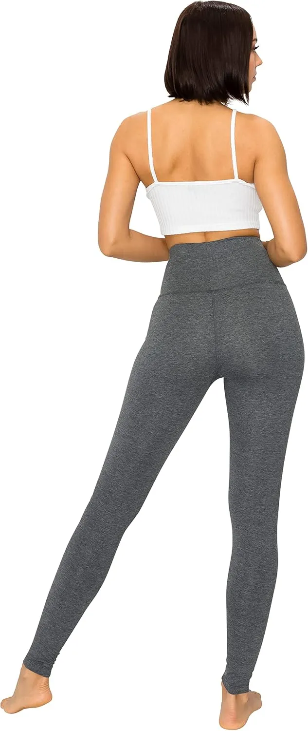 EttelLut - Women's Cotton and Spandex Leggings Pants with Full Length - Great for Yoga, Workout, Exercise, Gym and Running