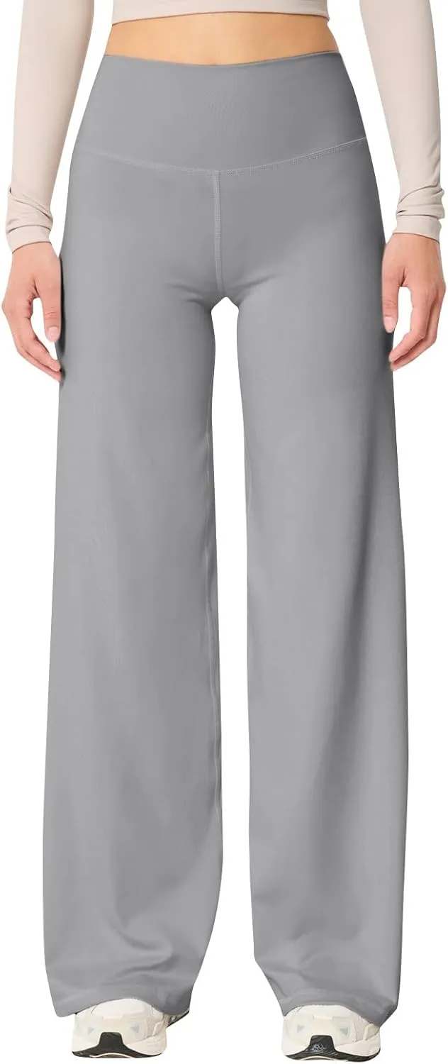 fanmpghleoo Wide Leg Yoga Pants for Women High Waisted Pull On Stretchy Work Pants Business Casual Athletic Trousers Pants