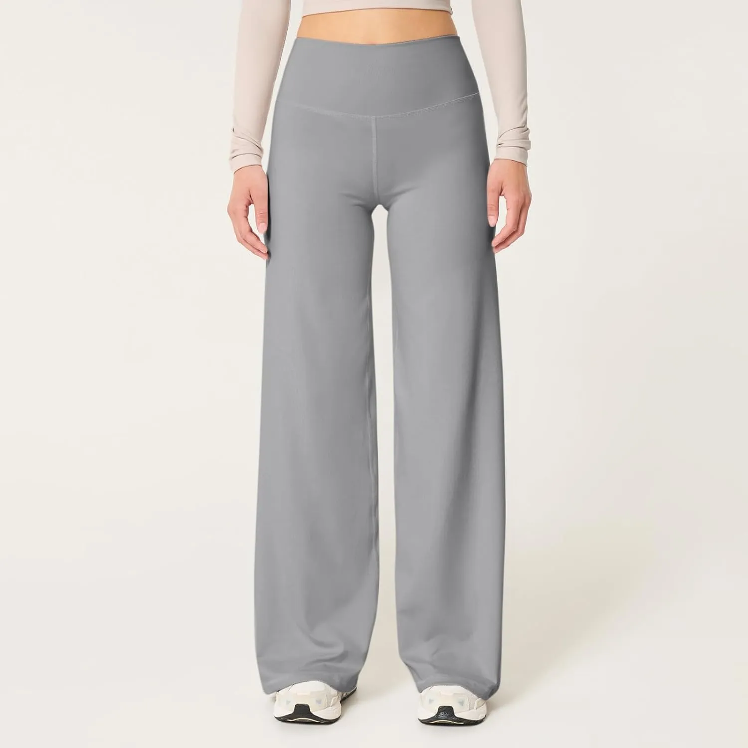 fanmpghleoo Wide Leg Yoga Pants for Women High Waisted Pull On Stretchy Work Pants Business Casual Athletic Trousers Pants