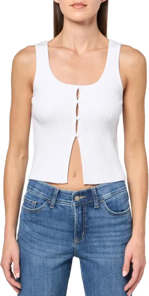 Florence By Mills Women's Bright Side Peek-a-Boo Button Up Tank