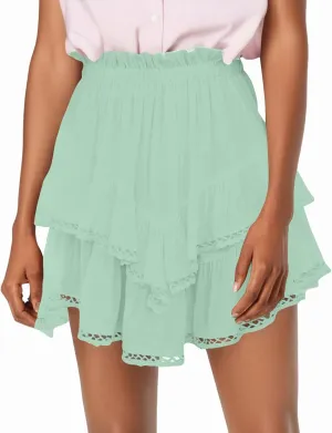 Flowy Summer Skirts for Women High Waisted Boho Tiered Mini Ruffle Skirt Cute Golf Tennis Skorts Y2K Crochet Shorts