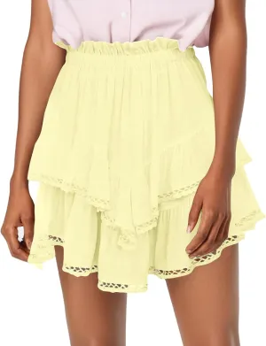 Flowy Summer Skirts for Women High Waisted Boho Tiered Mini Ruffle Skirt Cute Golf Tennis Skorts Y2K Crochet Shorts
