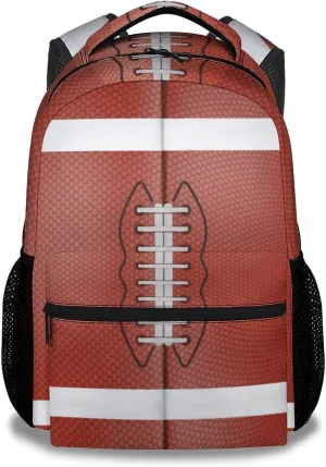 Football School Backpack for Boys, 16 Inch Brown Backpacks for Kids, Cool Lightweight Bookbag for Travel