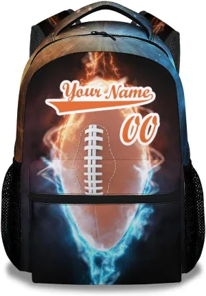 Football School Backpack for Boys, 16 Inch Brown Backpacks for Kids, Cool Lightweight Bookbag for Travel
