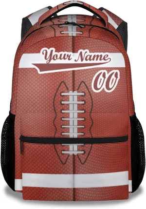 Football School Backpack for Boys, 16 Inch Brown Backpacks for Kids, Cool Lightweight Bookbag for Travel