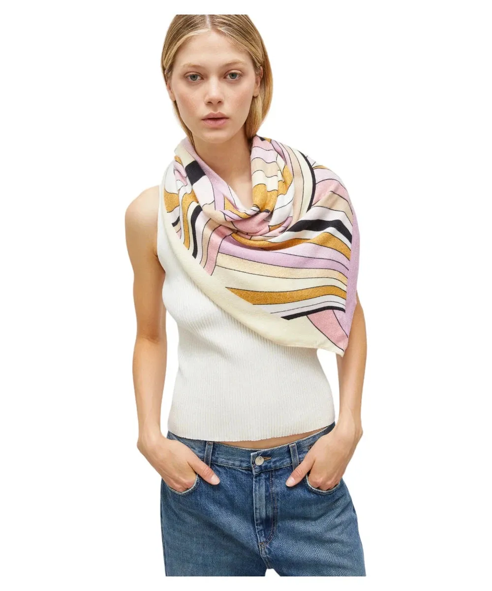 Foulard Ali in Viscosa con Stampa Fantasia e Orlo Rifinito