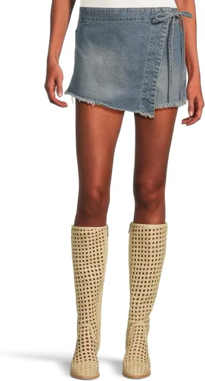 Free People Women's Emmy Denim Skort, Misty Blue