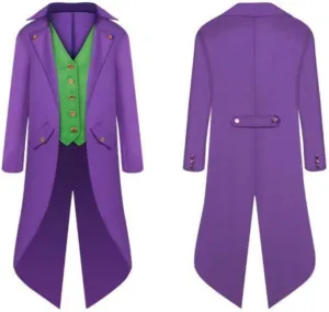 FRMUIC Mens Medieval Steampunk Tailcoat Halloween Joker Costumes, Renaissance Pirate Vampire Gothic Jackets Frock Coat