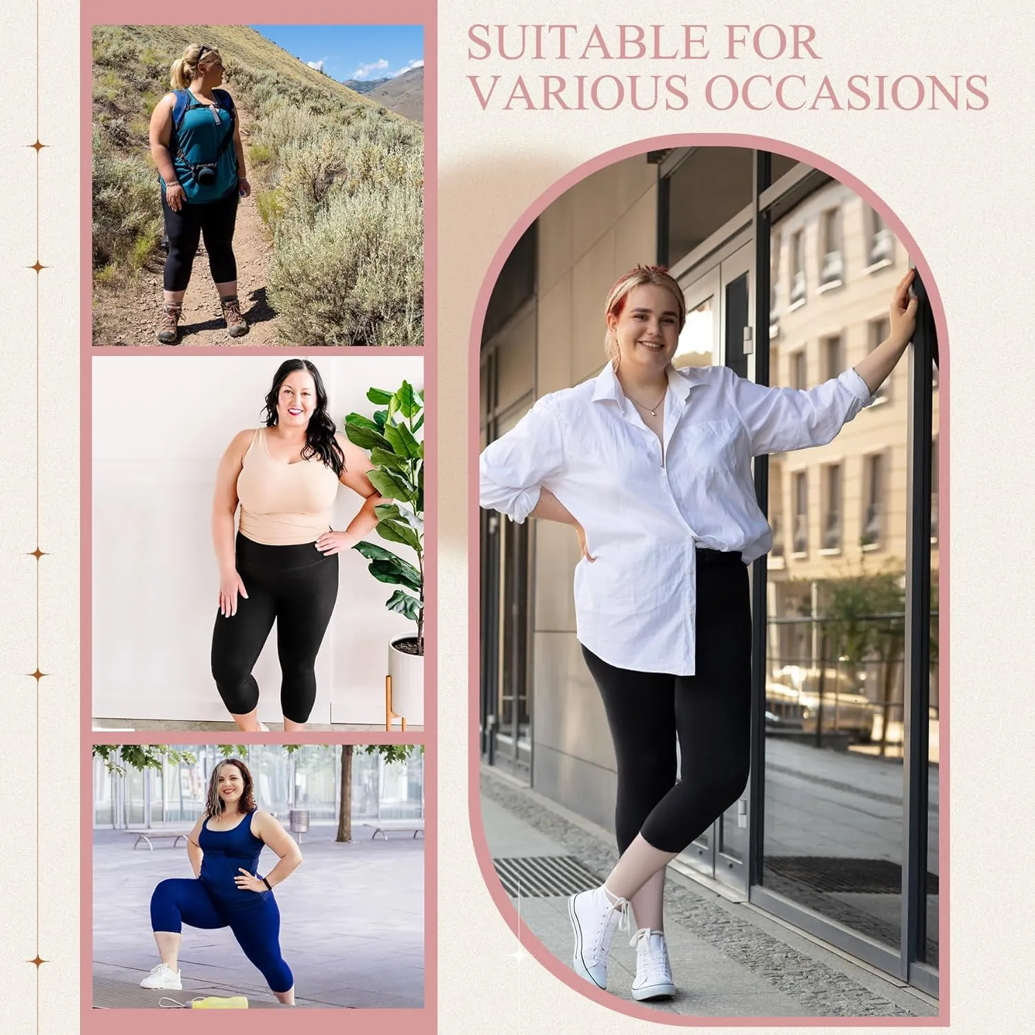 FULLSOFT 3 Pack Plus Size Capri Leggings with Pockets for Women -High Waist Stretchy 1X-4X Workout Yoga Pants