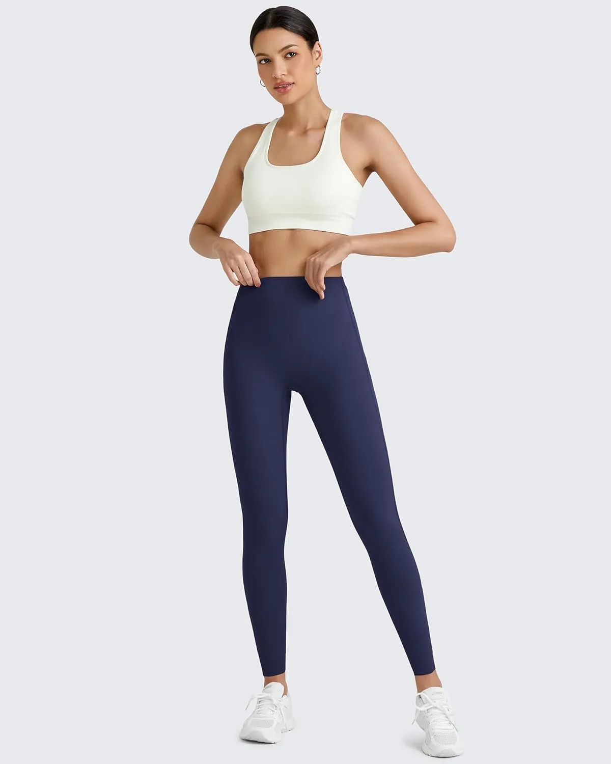 G4Free BareFeel Yoga Pants for Women Seamless Waistband Yoga Leggings Workout Biker Leggings with Pockets 25" 27" 29"