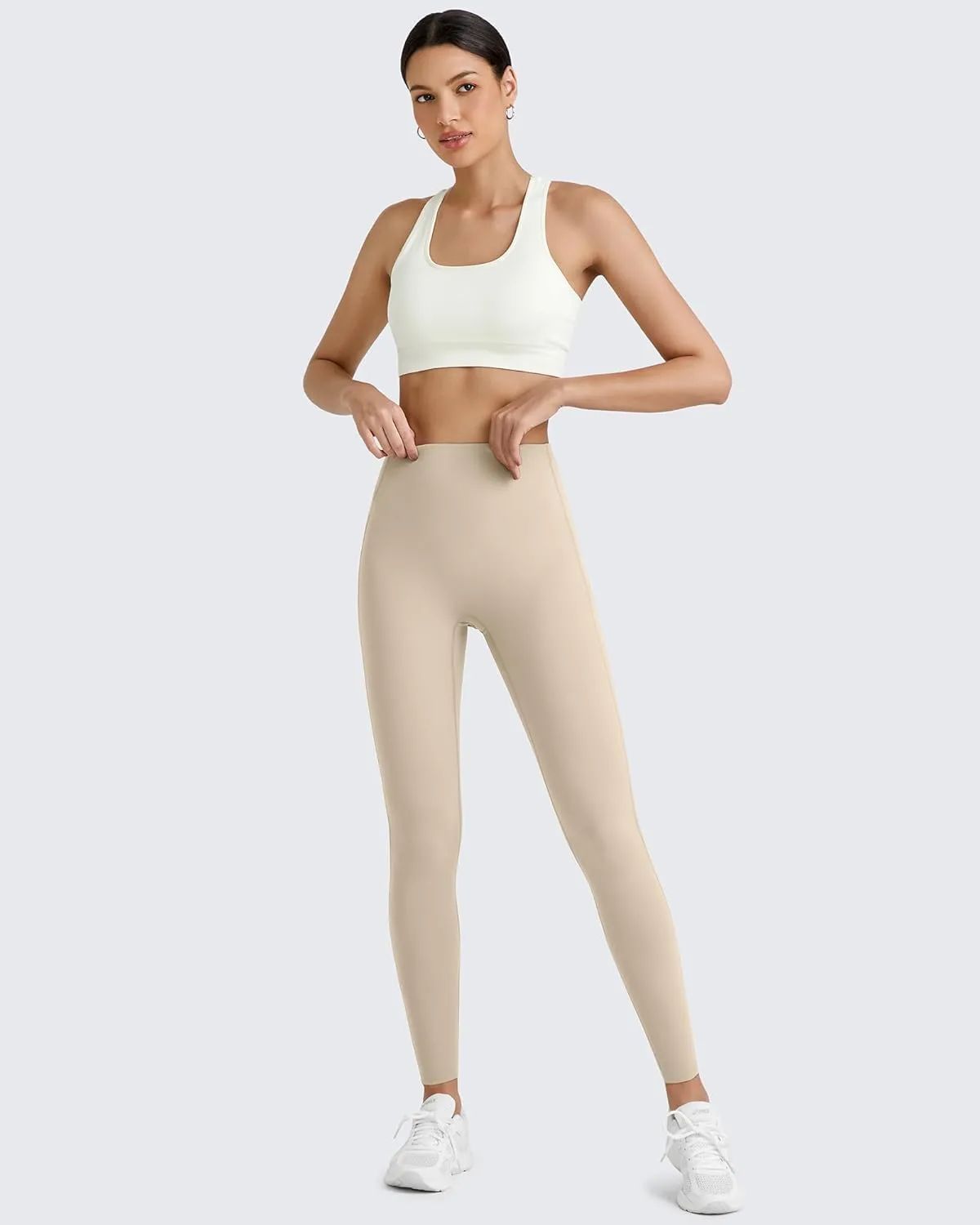 G4Free BareFeel Yoga Pants for Women Seamless Waistband Yoga Leggings Workout Biker Leggings with Pockets 25" 27" 29"