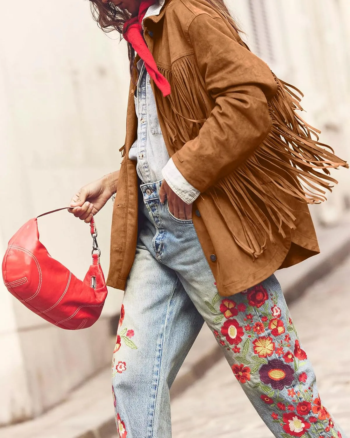 Gacaky Women's Oversized Faux Suede Fringe Jacket Vintage Western Cowgirl Tassel Jackets Country Concert Outfits