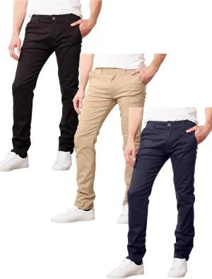 Galaxy by Harvic 3-Pack Men's Super Stretch Slim Fitting Chino Pants (Sizes, 30-42)