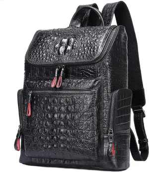Genuine Leather Backpack Satchel for Men 14'' Laptop Bag Business Bag Briefcase Handbag Travel Bags, Black, One Size