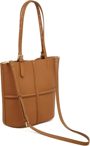 Genuine Leather Tote Bag for Women - Vintage-Inspired Shoulder Bag with Detachable Pod System
