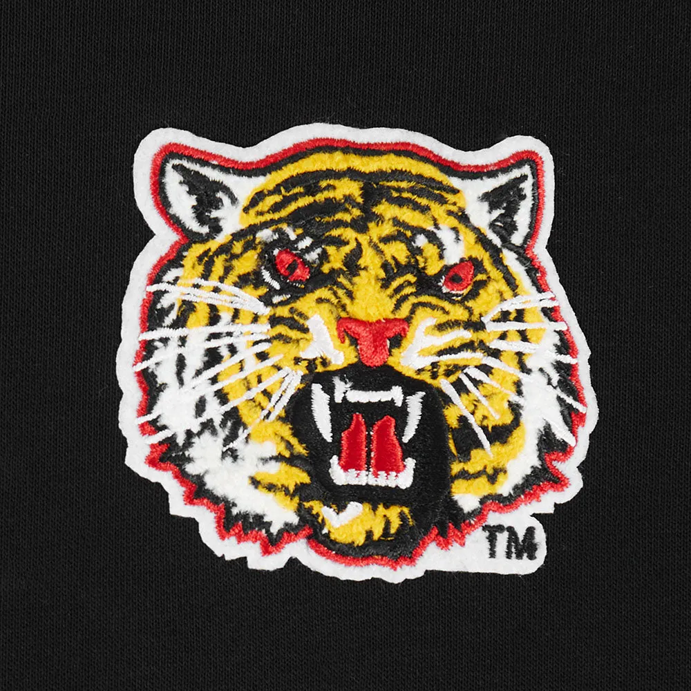 GRAMBLING STATE UNIVERSITY CLASSIC RIB FLEECE CROPPED PULLOVER HOODIE (BLACK)