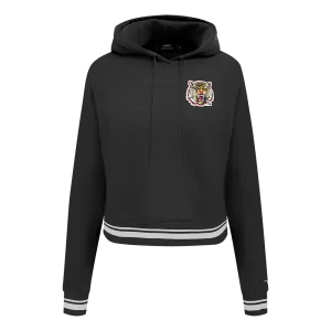 GRAMBLING STATE UNIVERSITY CLASSIC RIB FLEECE CROPPED PULLOVER HOODIE (BLACK)