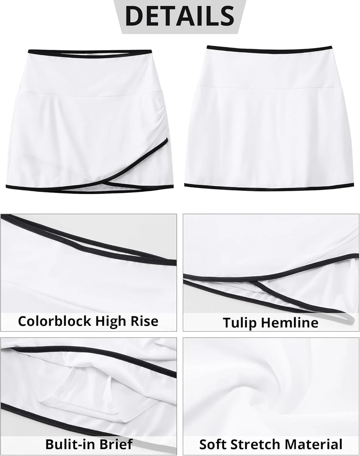 GRAPENT Swim Skirt for Women High Waisted Ruched Bikini Bottoms Colorblock Swimsuit Tulip Bathing Suit Skirts with Brief