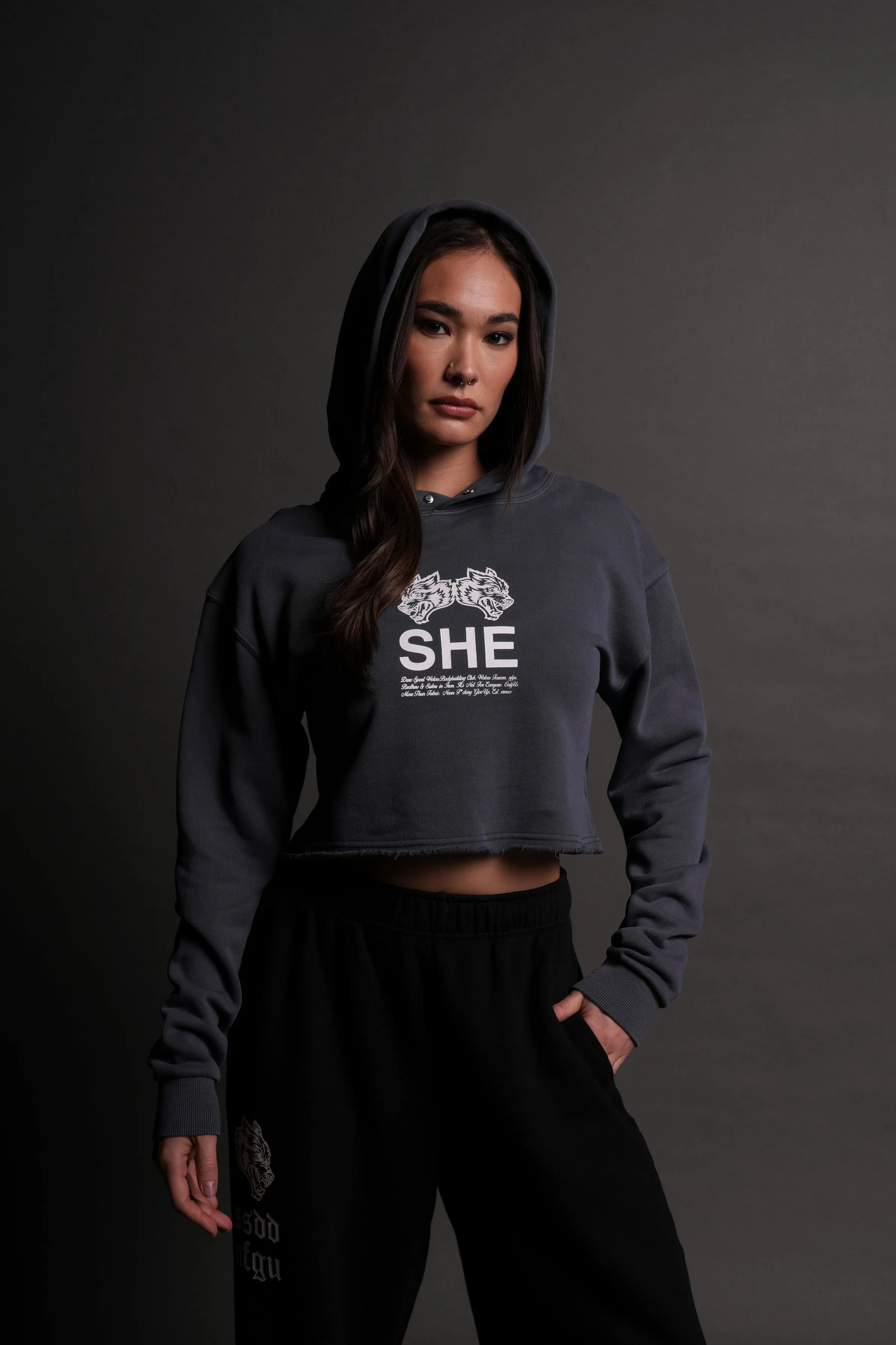 Gritty "Pierce" (Cropped) Hoodie in Darc Blue