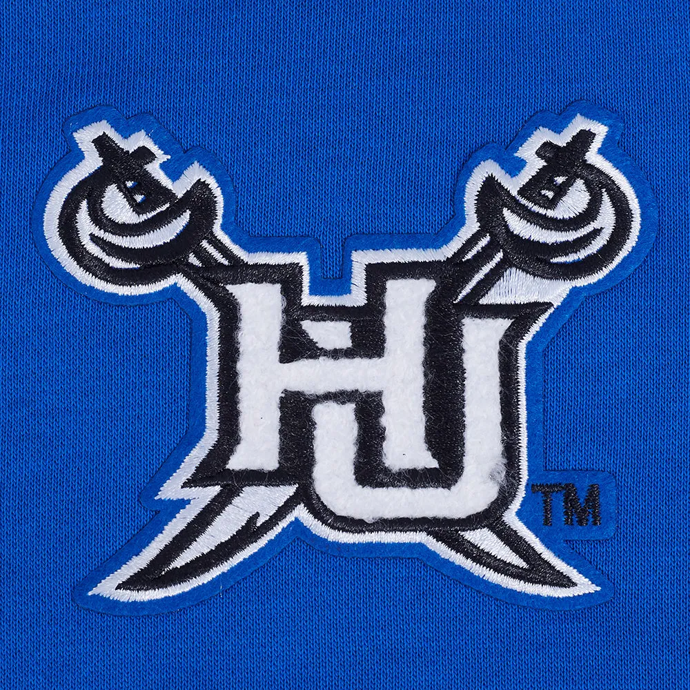 HAMPTON UNIVERSITY CLASSIC WOMEN'S RIB FLEECE CROPPED PULLOVER HOODIE (ROYAL BLUE)