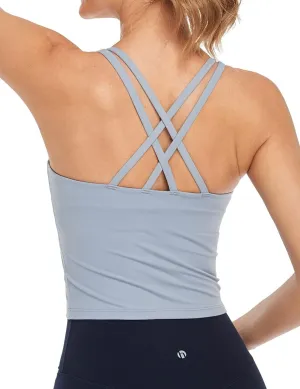 HeyNuts Longline Zeal Bras Medium Impact Wirefree Sports Bras Workout Tank Tops with Removable Pads, A-D Cups