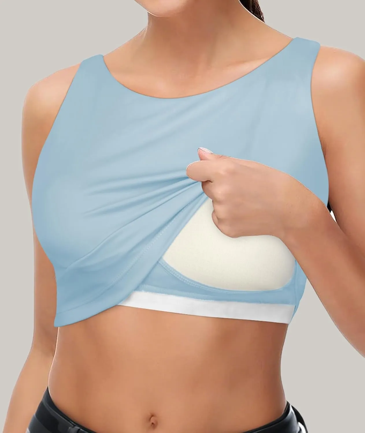 High Neck Longline Sports Bras for Women with Built in Bra Pads U Back Yoga Sports Bra Push up Workout Crop Tank Tops