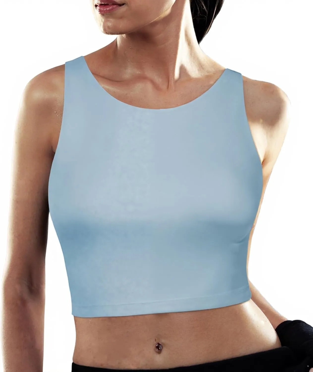 High Neck Longline Sports Bras for Women with Built in Bra Pads U Back Yoga Sports Bra Push up Workout Crop Tank Tops