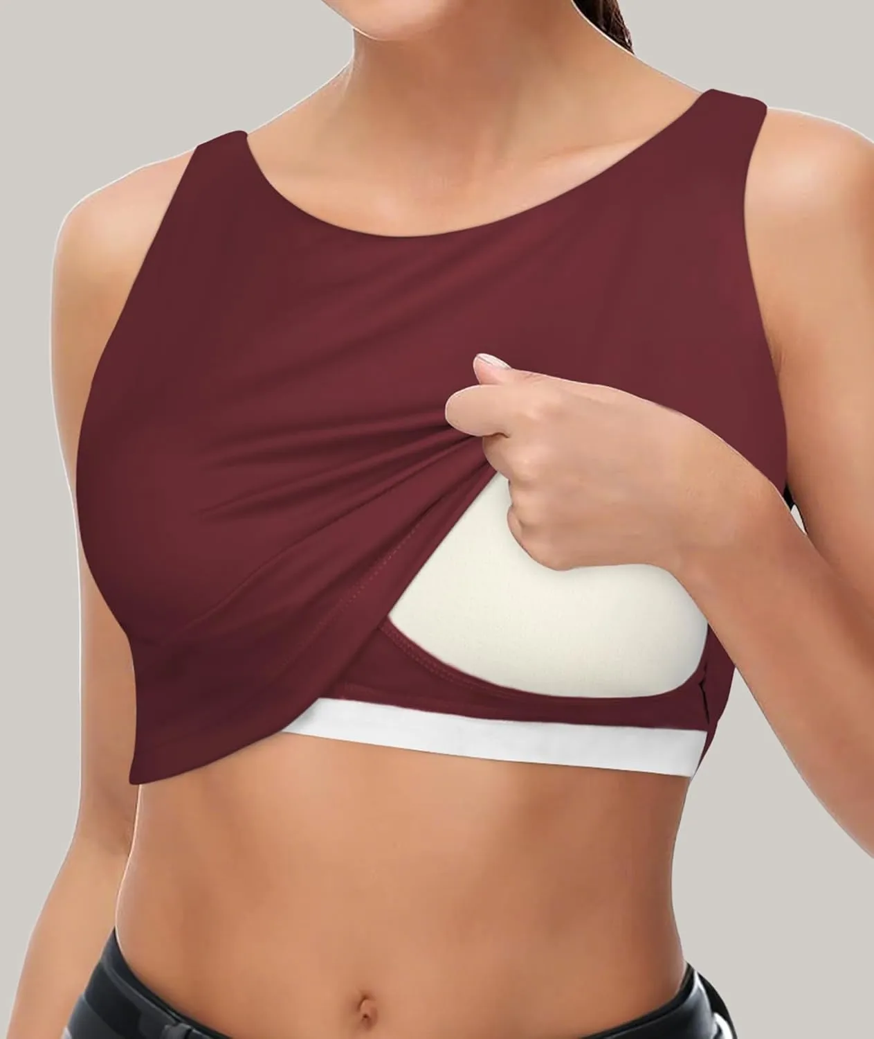 High Neck Longline Sports Bras for Women with Built in Bra Pads U Back Yoga Sports Bra Push up Workout Crop Tank Tops