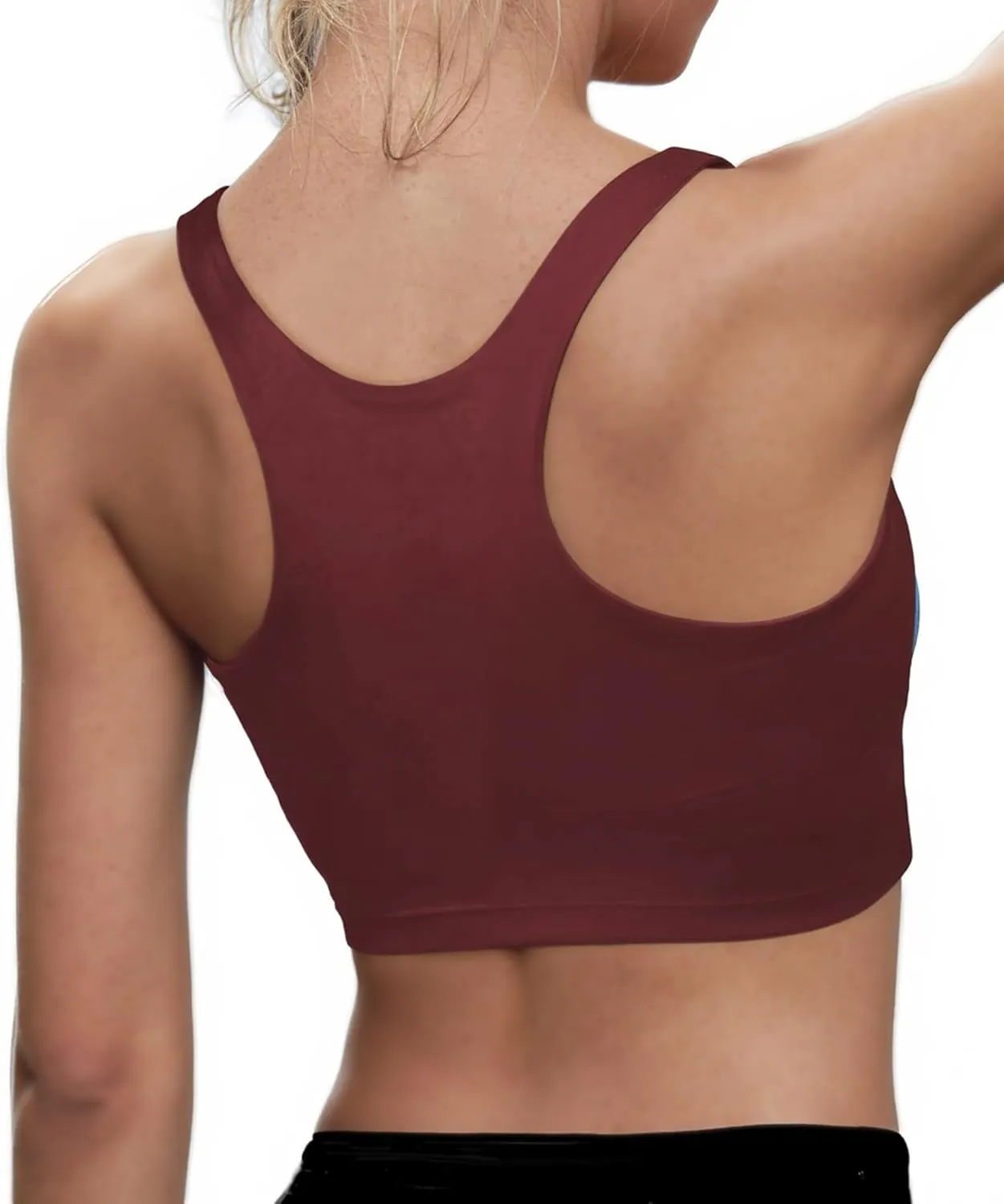 High Neck Longline Sports Bras for Women with Built in Bra Pads U Back Yoga Sports Bra Push up Workout Crop Tank Tops