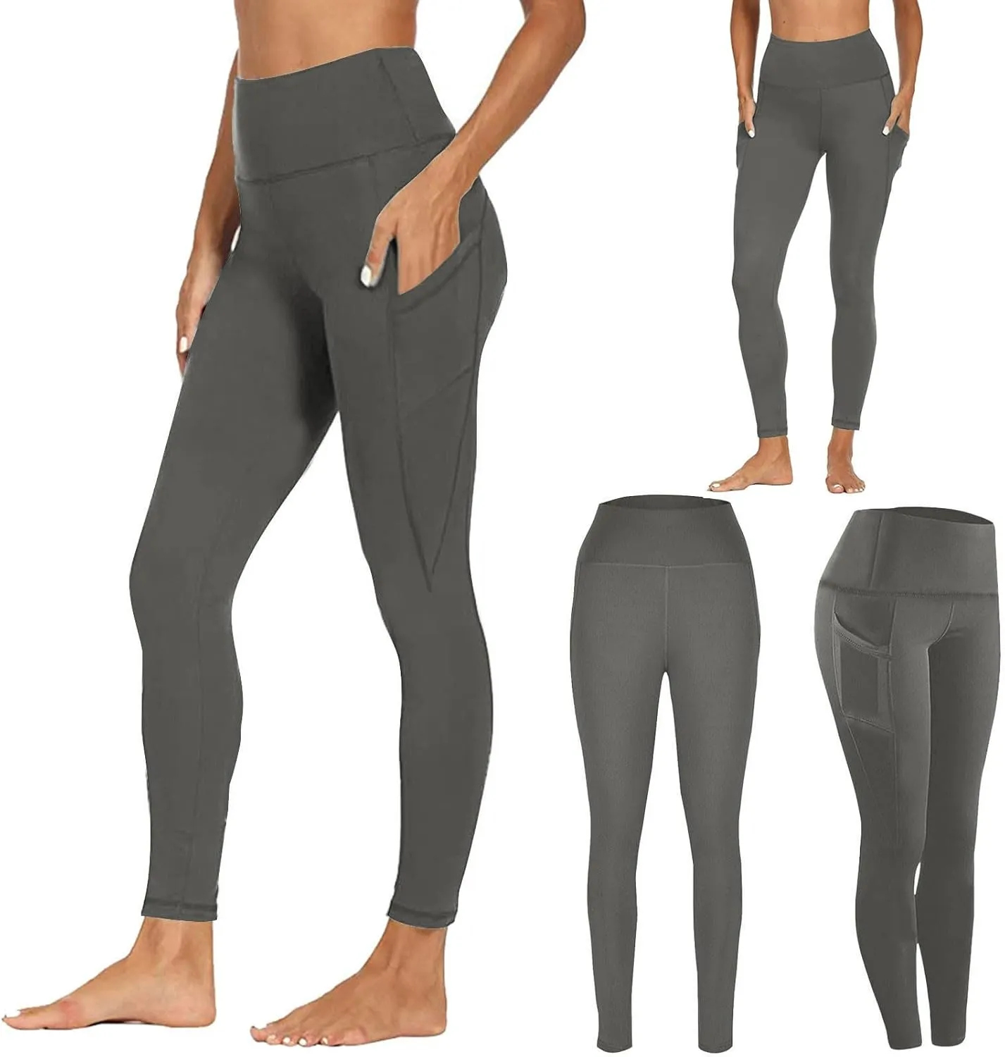High Waisted Leggings with Pockets Women, No See Through Tummy Control Yoga Pants Workout Gym Leggings