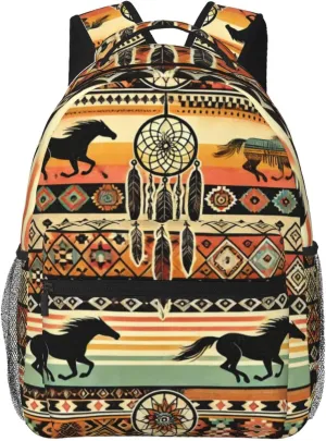 Horse Aztec Backpack Lightweight Travel Casual Backpack With Laptop Compartment for Men Women