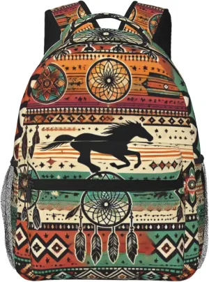 Horse Aztec Backpack Lightweight Travel Casual Backpack With Laptop Compartment for Men Women