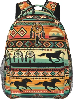 Horse Aztec Backpack Lightweight Travel Casual Backpack With Laptop Compartment for Men Women