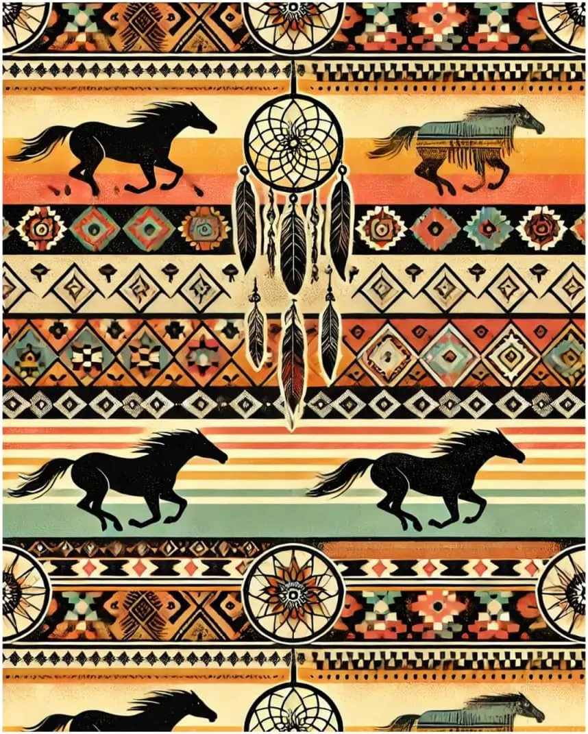 Horse Aztec Backpack Lightweight Travel Casual Backpack With Laptop Compartment for Men Women