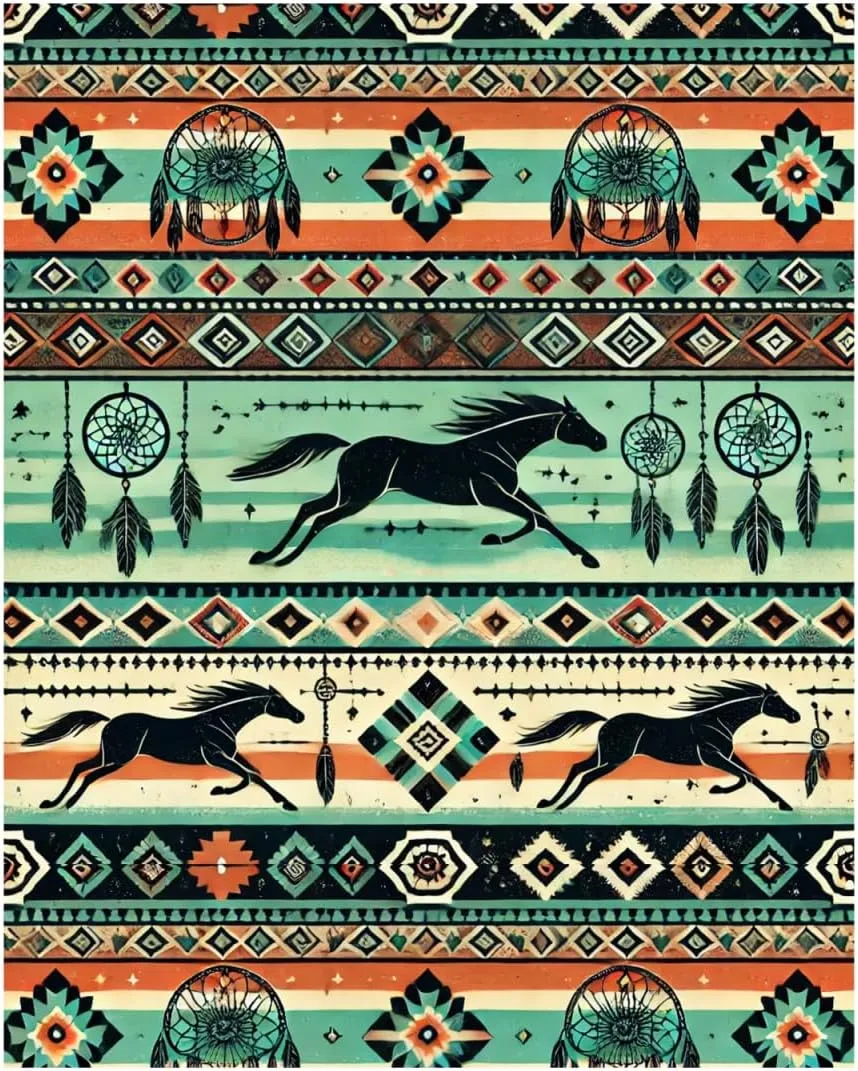 Horse Aztec Print Backpack Lightweight Travel Casual Backpack With Laptop Compartment for Men Women