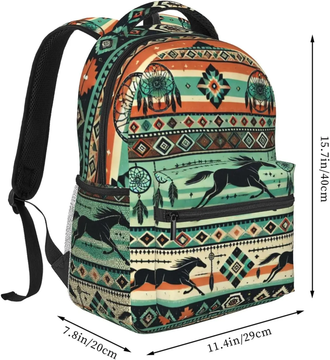Horse Aztec Print Backpack Lightweight Travel Casual Backpack With Laptop Compartment for Men Women