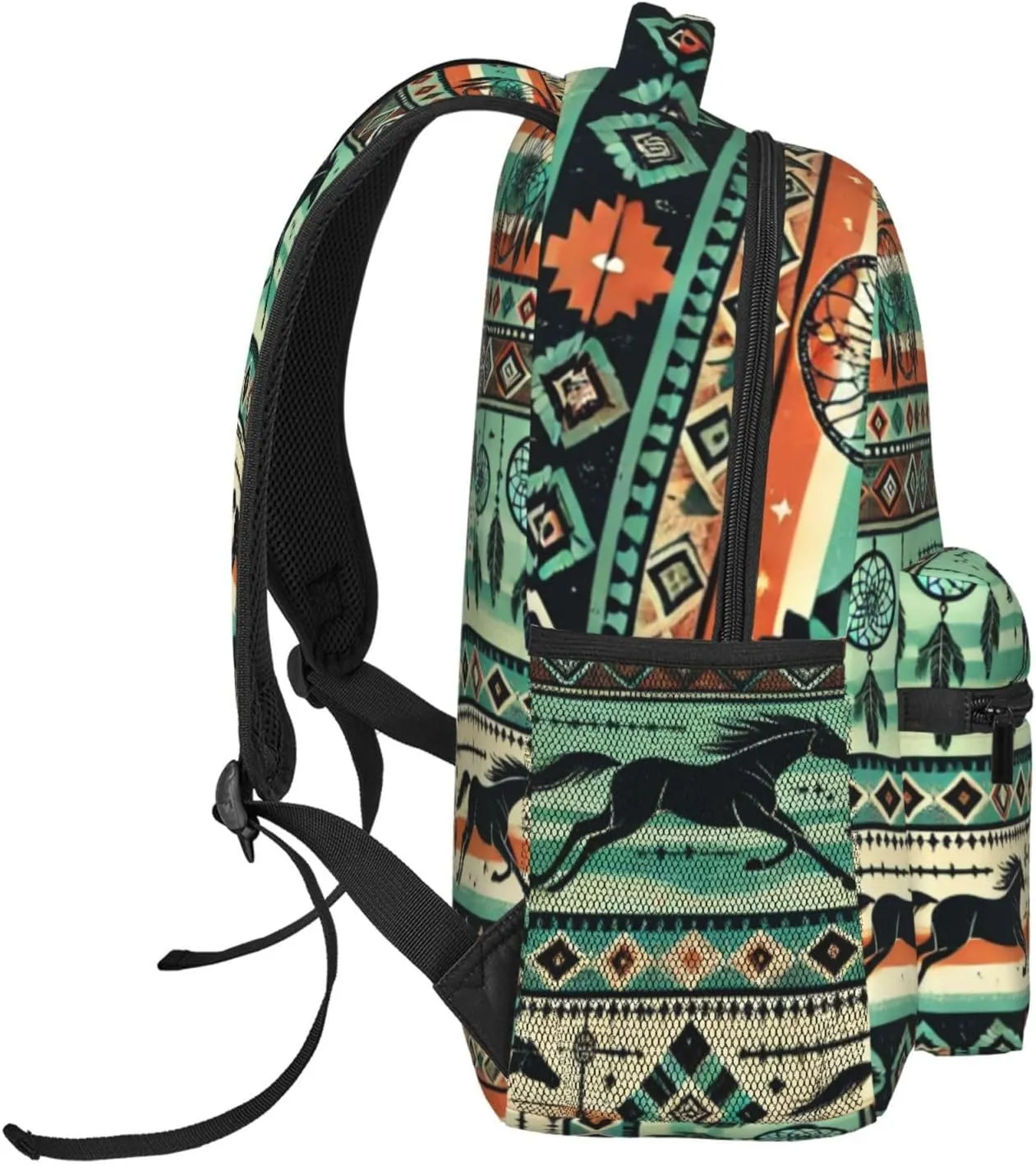 Horse Aztec Print Backpack Lightweight Travel Casual Backpack With Laptop Compartment for Men Women