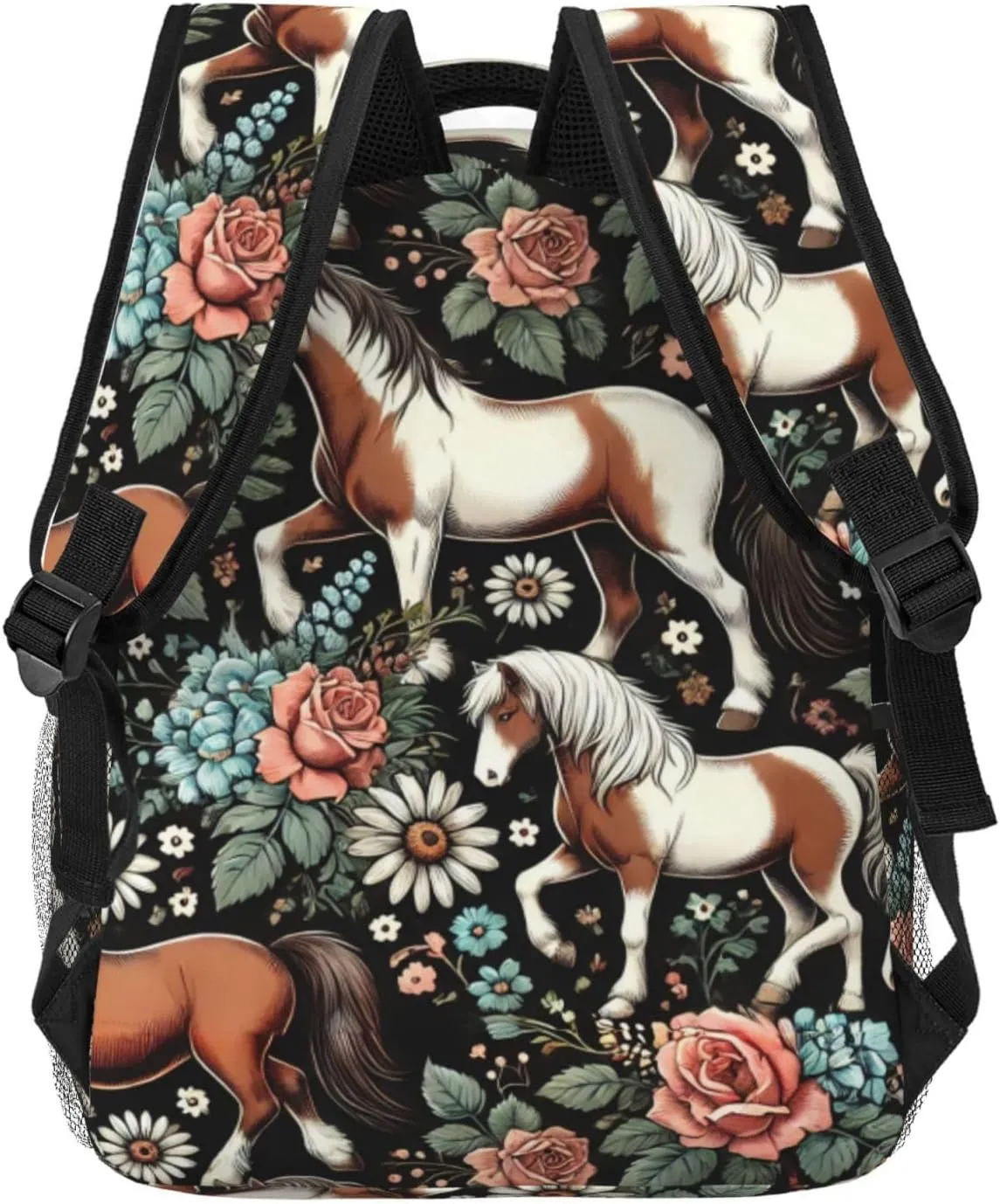 Horse Floral Backpack Lightweight Travel Casual Backpack With Laptop Compartment for Men Women