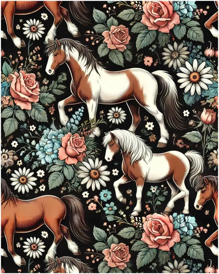 Horse Floral Backpack Lightweight Travel Casual Backpack With Laptop Compartment for Men Women
