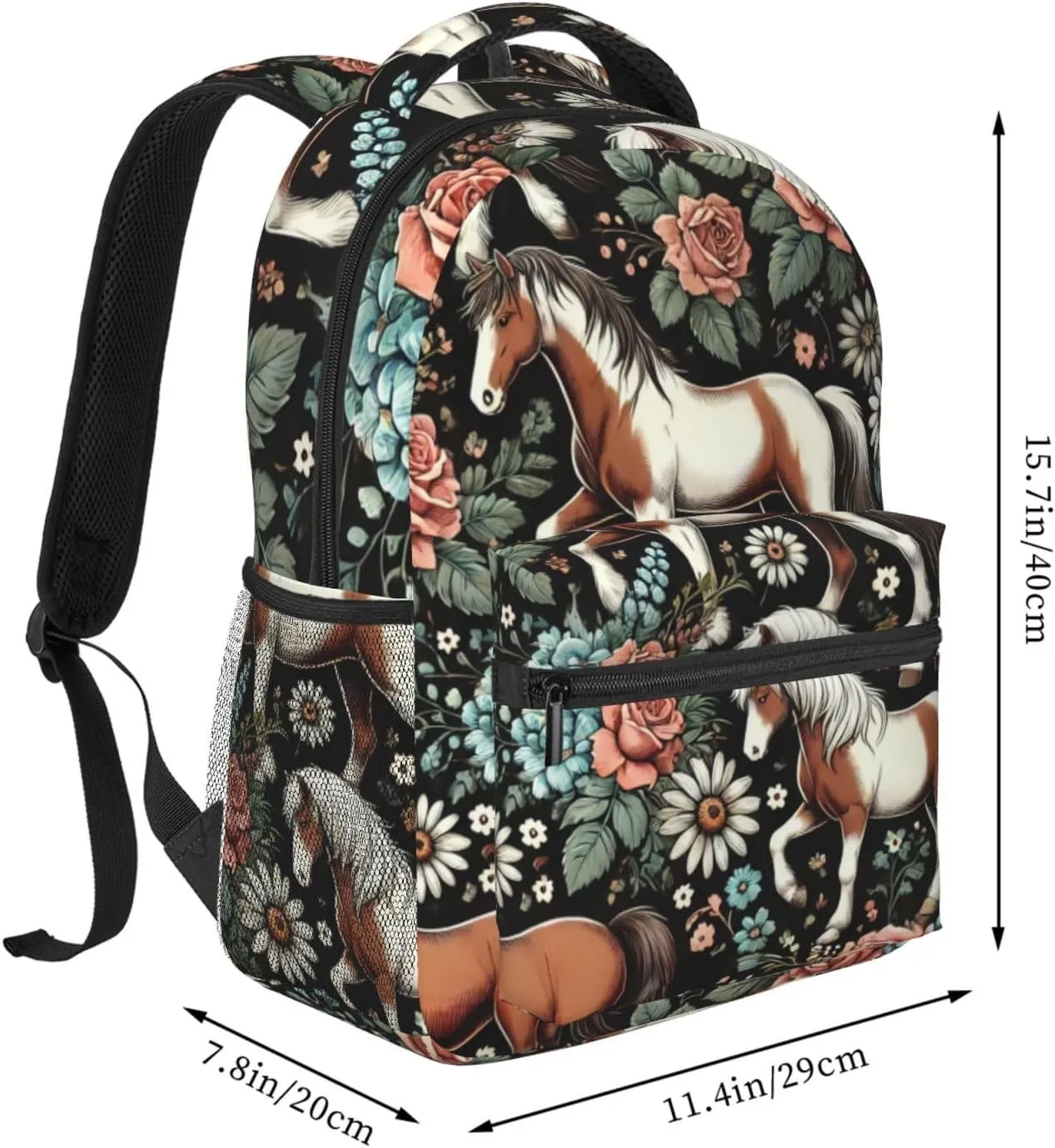 Horse Floral Backpack Lightweight Travel Casual Backpack With Laptop Compartment for Men Women
